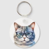 甘い水の色グレイパーソナライズされた猫 キーホルダー (正面)