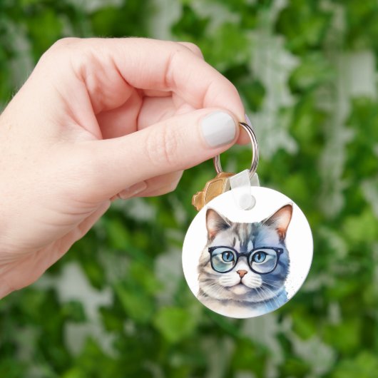 甘い水の色グレイパーソナライズされた猫 キーホルダー (手)