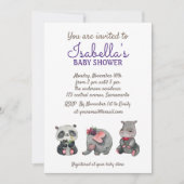 甘い水の色サファリ動物ベビーシャワー 招待状 (正面)