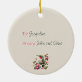 甘い水の色ハミングバパーソナライズされたッド セラミックオーナメント (裏面)