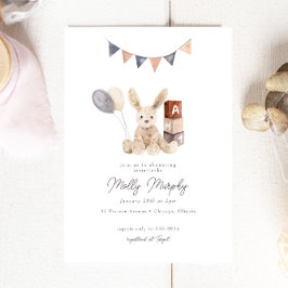 甘い水の色バニーベビーおもちゃベビーシャワー 招待状