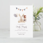 甘い水の色バニーベビーおもちゃベビーシャワー 招待状 (スタンド正面)