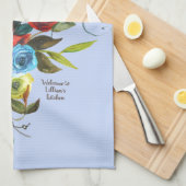 甘い水の色ブーケペリウィンクルカスタマイズ キッチンタオル (四つ折り)