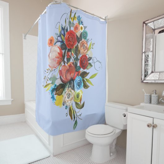 甘い水の色ブーケペリウィンクルカスタマイズ シャワーカーテン (インサイチュ)