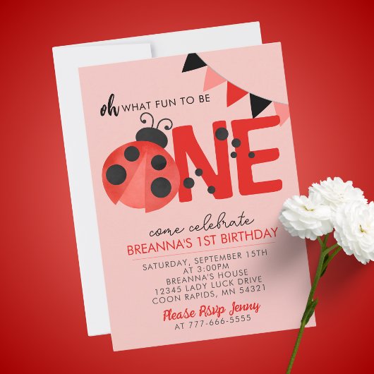 甘い水の色ラディバグ1st誕生日パーティー 招待状