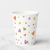 甘い水の色レインボーハートパターン 紙コップ (裏面)