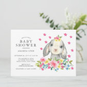 甘い水カラーフローラバニーベビーガールシャワー 招待状 (スタンド正面)