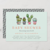 甘い水彩多汁のサボテンのベビーシャワー 招待状 (正面/裏面)
