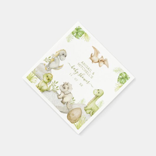 甘い水彩恐竜の赤ちゃんシャワー スタンダードカクテルナプキン (角)