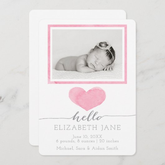 甘い水彩誕生のお知らせ 案内状 (正面/裏面)