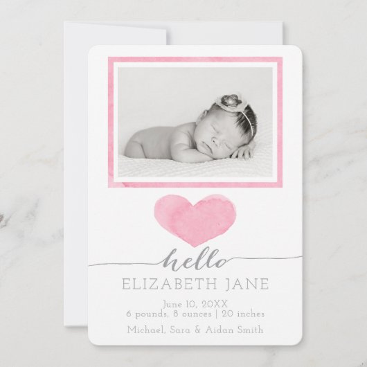 甘い水彩誕生のお知らせ 案内状 (正面)