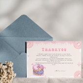 甘い水色かわいいドーナツのスクリプト赤ちゃんシャワー サンキューカード