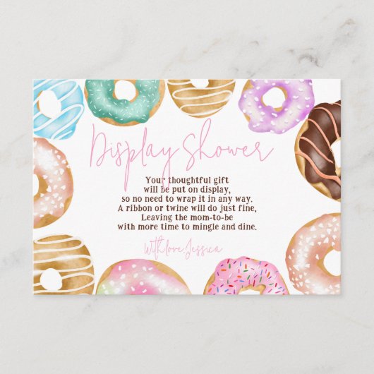 甘い水色かわいいドーナツは赤ちゃんシャワーを表示 エンクロージャーカード (正面)