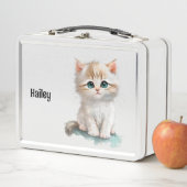 甘い水色の子猫(青い目) メタルランチボックス (インサイチュ)