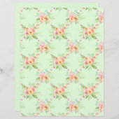 甘い水色の花スクラップブック紙シート (正面/裏面)