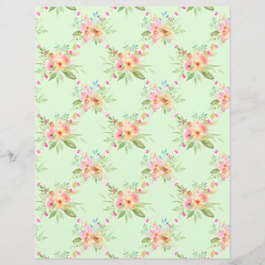 甘い水色の花スクラップブック紙シート (正面)