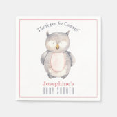 甘い水色フクロウ男女兼用ベビーシャワー スタンダードカクテルナプキン (正面)