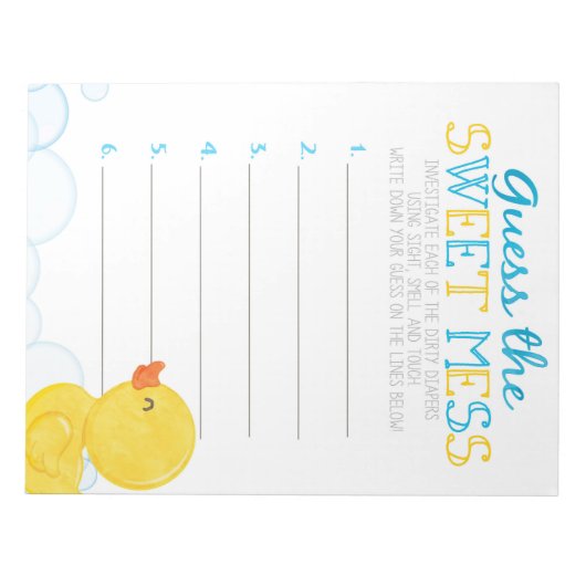 甘い混乱のラバーダックのゲームの答えを推測 ノートパッド (正面)