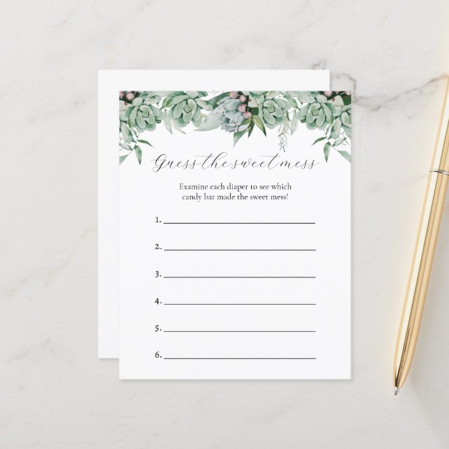 甘い混乱の赤ちゃんシャワーゲームを推測 (正面/裏面インサイチュ)