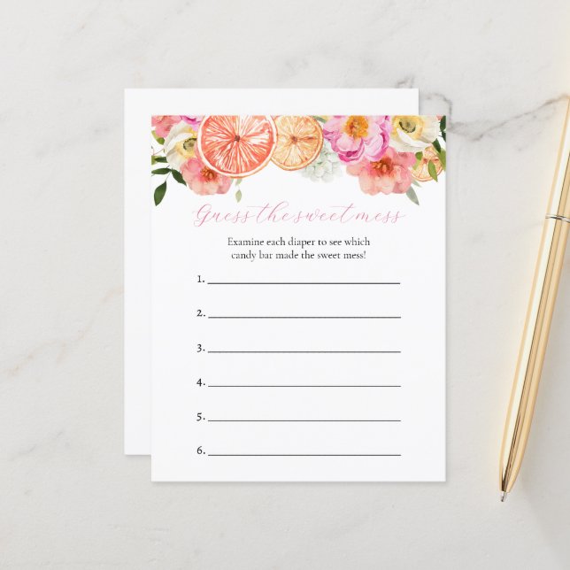 甘い混乱の赤ちゃんシャワーゲームを推測 (正面/裏面インサイチュ)