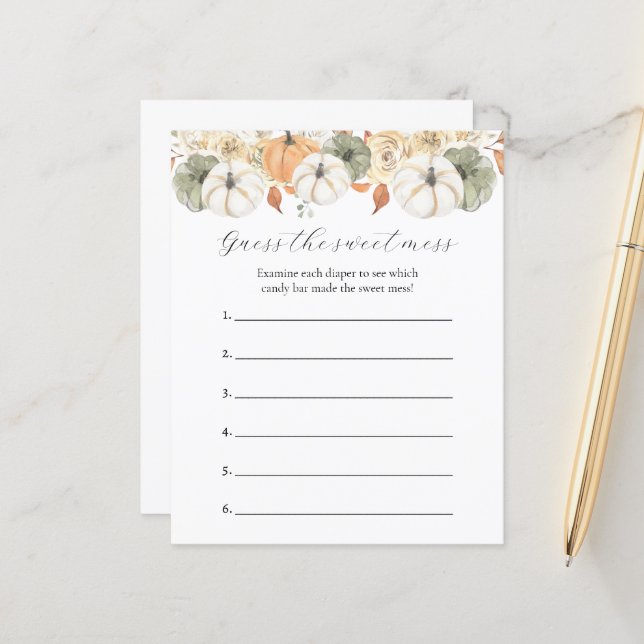 甘い混乱の赤ちゃんシャワーゲームを推測 (正面/裏面インサイチュ)