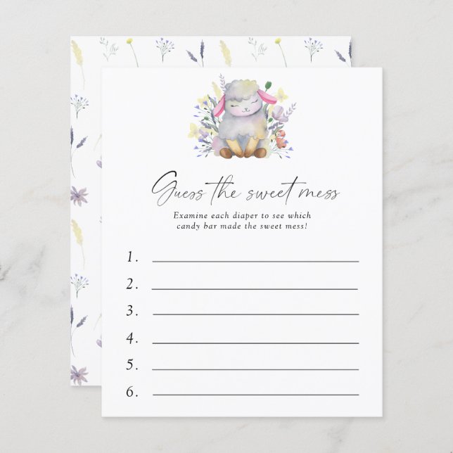 甘い混乱の赤ちゃんシャワーゲームを推測 – ラム (正面/裏面)