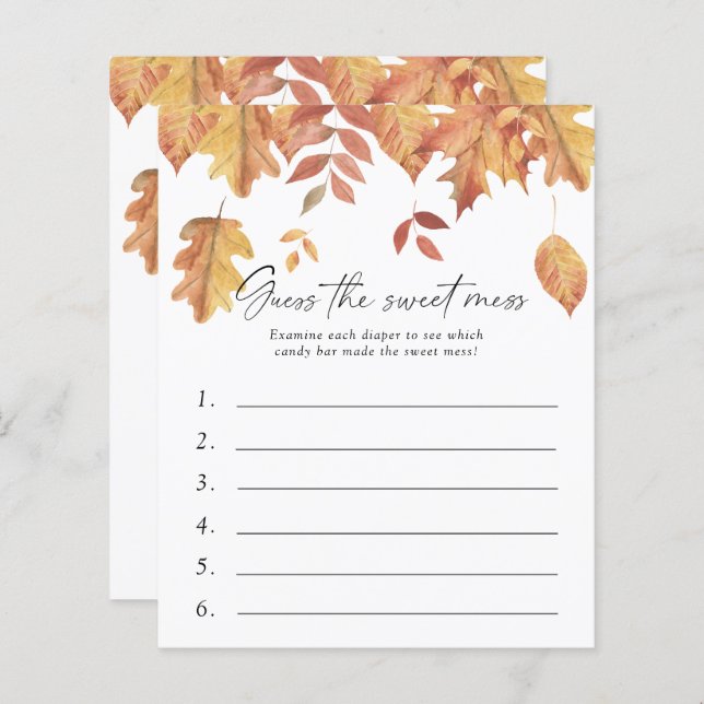 甘い混乱の赤ちゃんシャワーゲームを推測 – 葉 (正面/裏面)