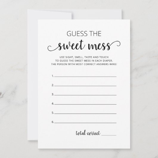 甘い混乱の赤ちゃんシャワーゲームカードを推測 招待状 (正面)