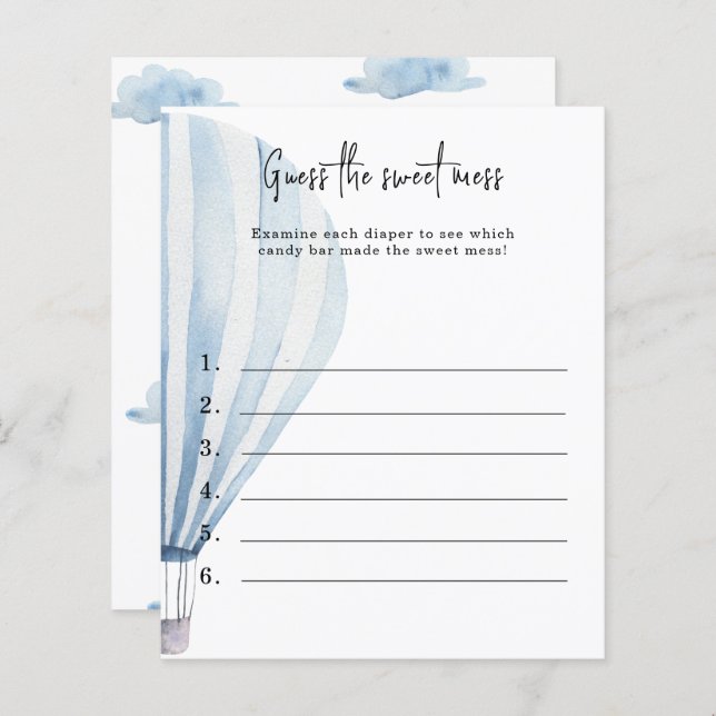 甘い混乱を推測 – 赤ちゃんシャワーゲーム (正面/裏面)