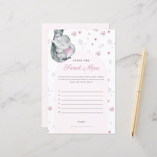 甘い混乱冬のピンクゾウのゲームを推測 (正面/裏面インサイチュ)