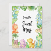 甘い混乱恐竜の赤ちゃんシャワーカードを推測 招待状 (正面)