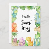 甘い混乱恐竜の赤ちゃんシャワーカードを推測 招待状 (正面/裏面)