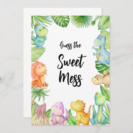 甘い混乱恐竜の赤ちゃんシャワーカードを推測 招待状 (正面/裏面)