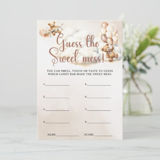 甘い混乱赤ちゃんシャワーのゲームかわいいクマを推測 招待状 (スタンド正面)