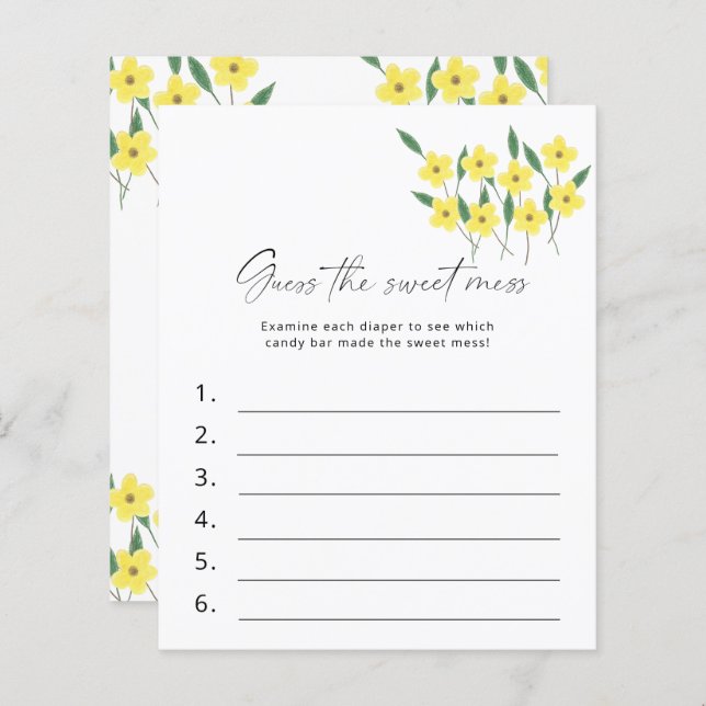 甘い混乱赤ちゃんシャワーのゲーム野生の花を推測 (正面/裏面)