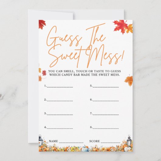 甘い混乱赤ちゃんシャワーゲームかわいいカボチャを推測 招待状 (正面)