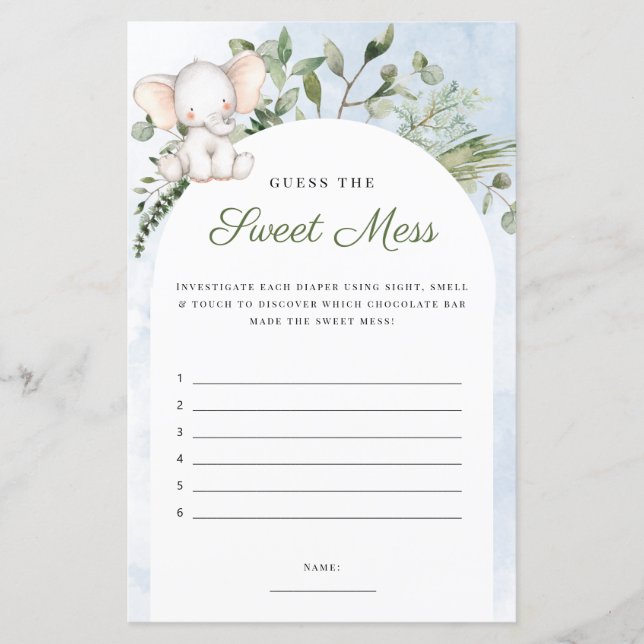 甘い混乱青の赤ちゃんシャワーのゲームを推測 (正面)