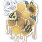 甘い滴るハチミツバチダイカットのシール シール (正面)