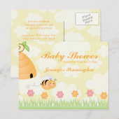 甘い漫画ののまわりにの赤ちゃんシャワーの招待 インビテーションポストカード (正面/裏面)