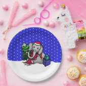 甘い漫画のクリスマスゾウが雪の中に ペーパープレート (パーティー)