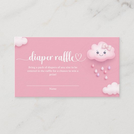 甘い漫画の雲ピンクの空の雲9おむつラッフル エンクロージャーカード (正面)