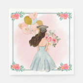 甘い濃い茶色の髪の女の子の水色卒業 スタンダードランチョンナプキン (正面)