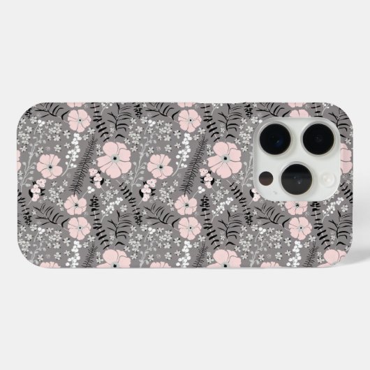 甘い灰色のピンクの白いパタお洒落ーンの花 Case-Mate iPhoneケース (裏面 (横))