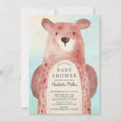 甘い熊の男の子の赤ちゃんシャワー 招待状 (正面)