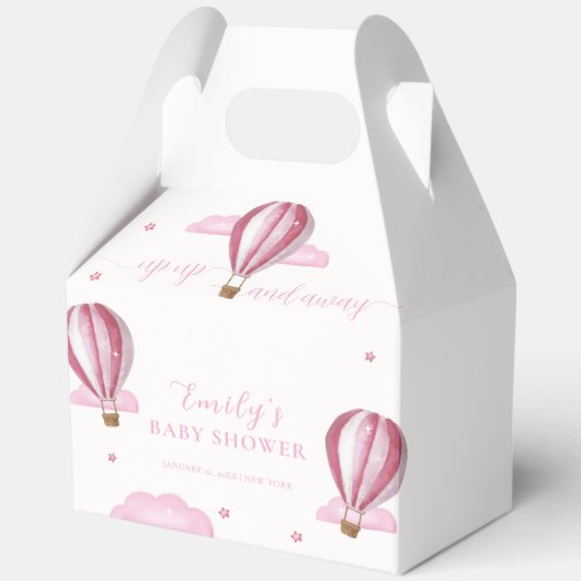 甘い熱エレガント気球ガールベビーシャワー フェイバーボックス (正面)