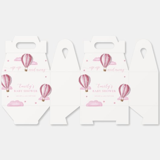 甘い熱エレガント気球ガールベビーシャワー フェイバーボックス (見開き)
