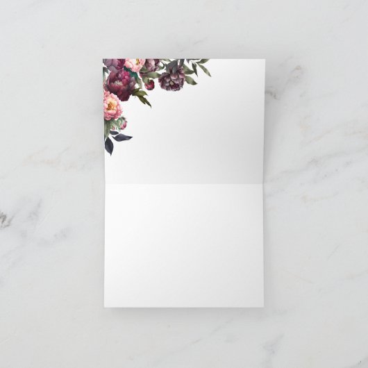 甘い牡丹イニシャル空白の折り畳みグリーティングカード カード (内部)
