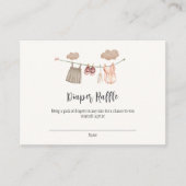 甘い物干し女の子ベビーシャワーおむつラッフル エンクロージャーカード (正面)