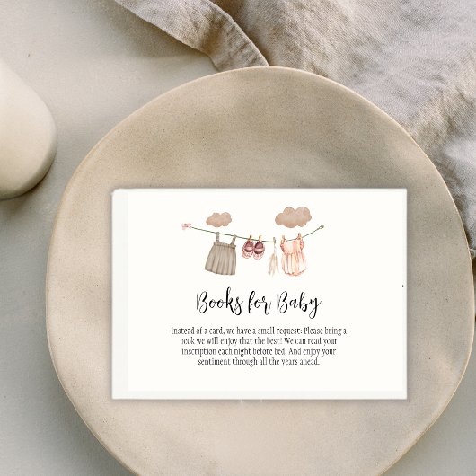 甘い物干し女の子ベビーシャワーブックベビー エンクロージャーカード