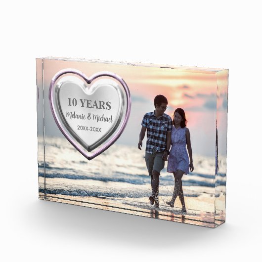 甘い独身のハート写真10thまたは任意の記念日 フォトブロック (右)